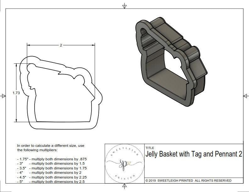 Jelly Basket with Tag and Pennant 2 Cookie Cutter - Sweetleigh 