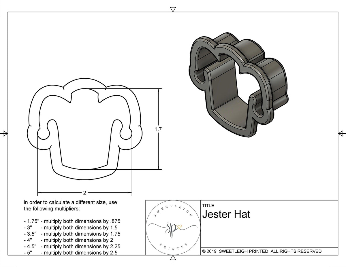Jester Hat Cookie Cutter - Sweetleigh 