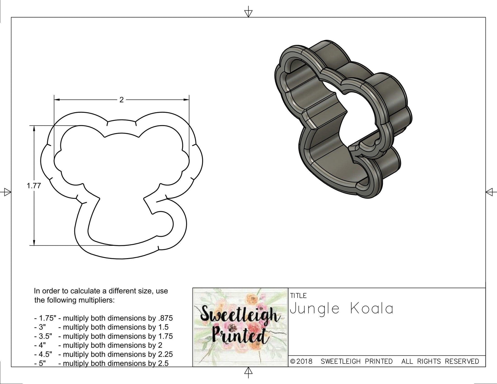 Jungle Koala Cookie Cutter - Sweetleigh 