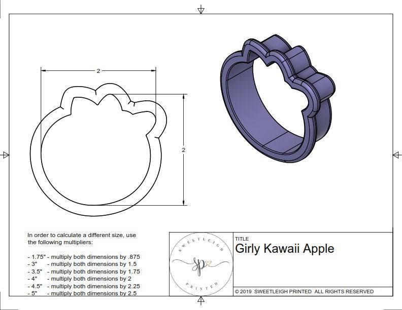 Kawaii Apple with Bow Cookie Cutter - Sweetleigh 