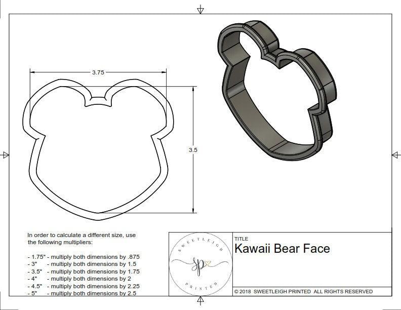 Kawaii Bear Face Cookie Cutter - Sweetleigh 