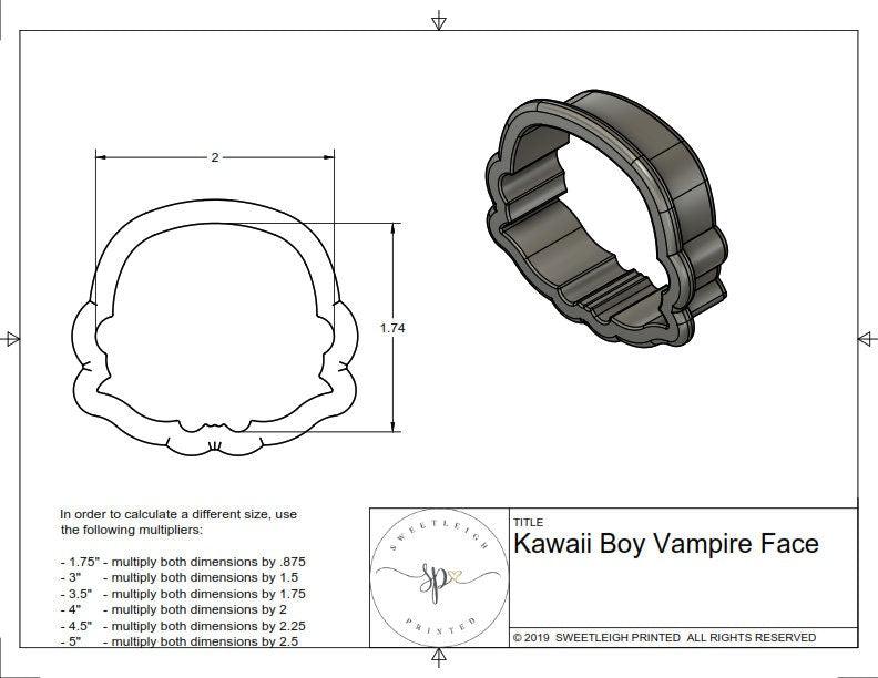 Kawaii Boy Vampire Face Cookie Cutter - Sweetleigh 
