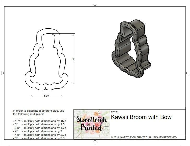 Kawaii Broom with Bow Cookie Cutter - Sweetleigh 
