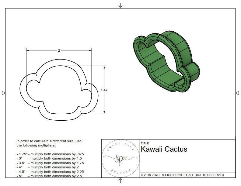 Kawaii Cactus Cookie Cutter - Sweetleigh 