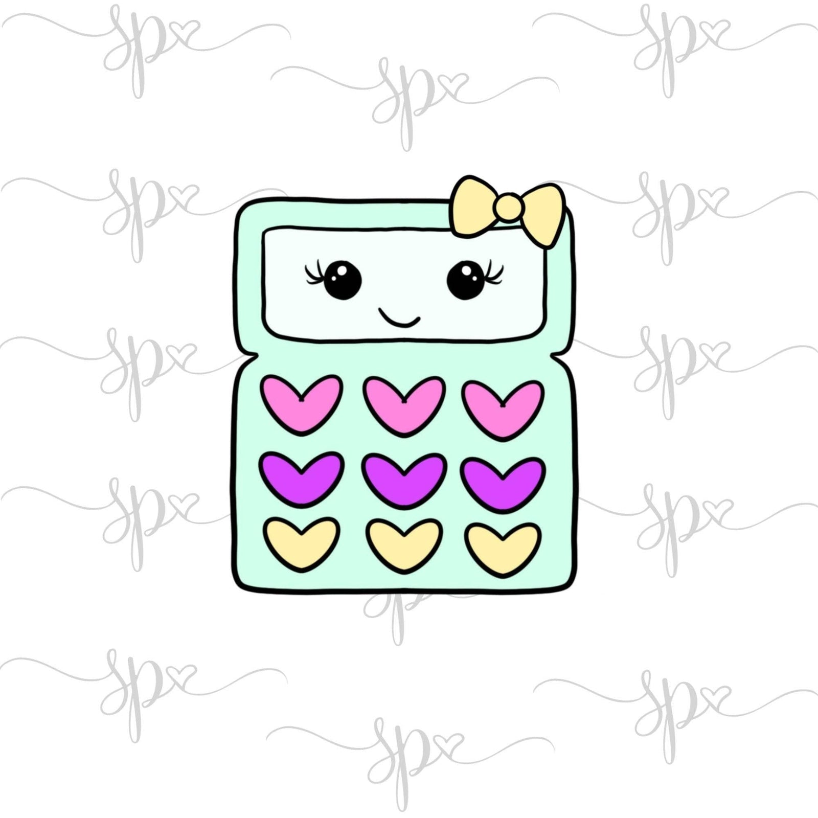 Kawaii Calculator with Bow Cookie Cutter - Sweetleigh 