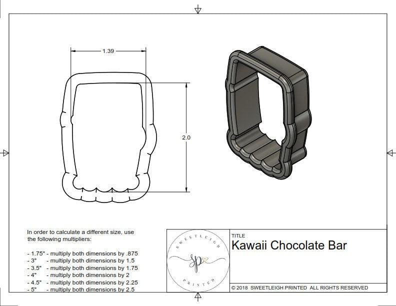 Kawaii Chocolate Bar Cookie Cutter - Sweetleigh 
