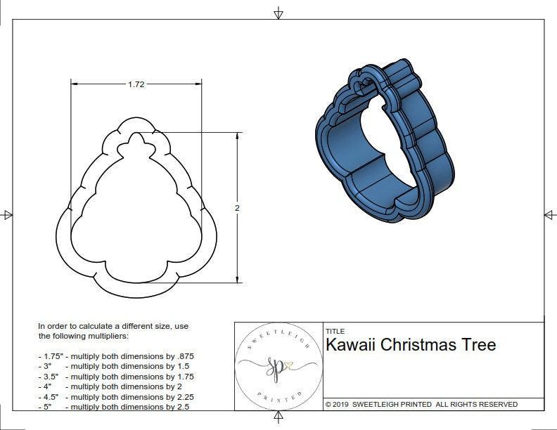Kawaii Christmas Tree Cookie Cutter - Sweetleigh 