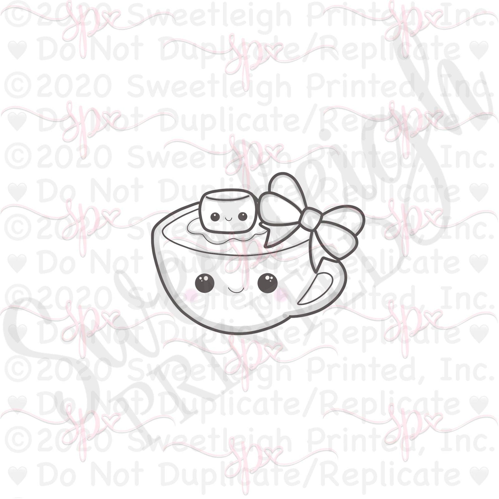 Kawaii Cocoa with Bow Cookie Cutter - Sweetleigh 