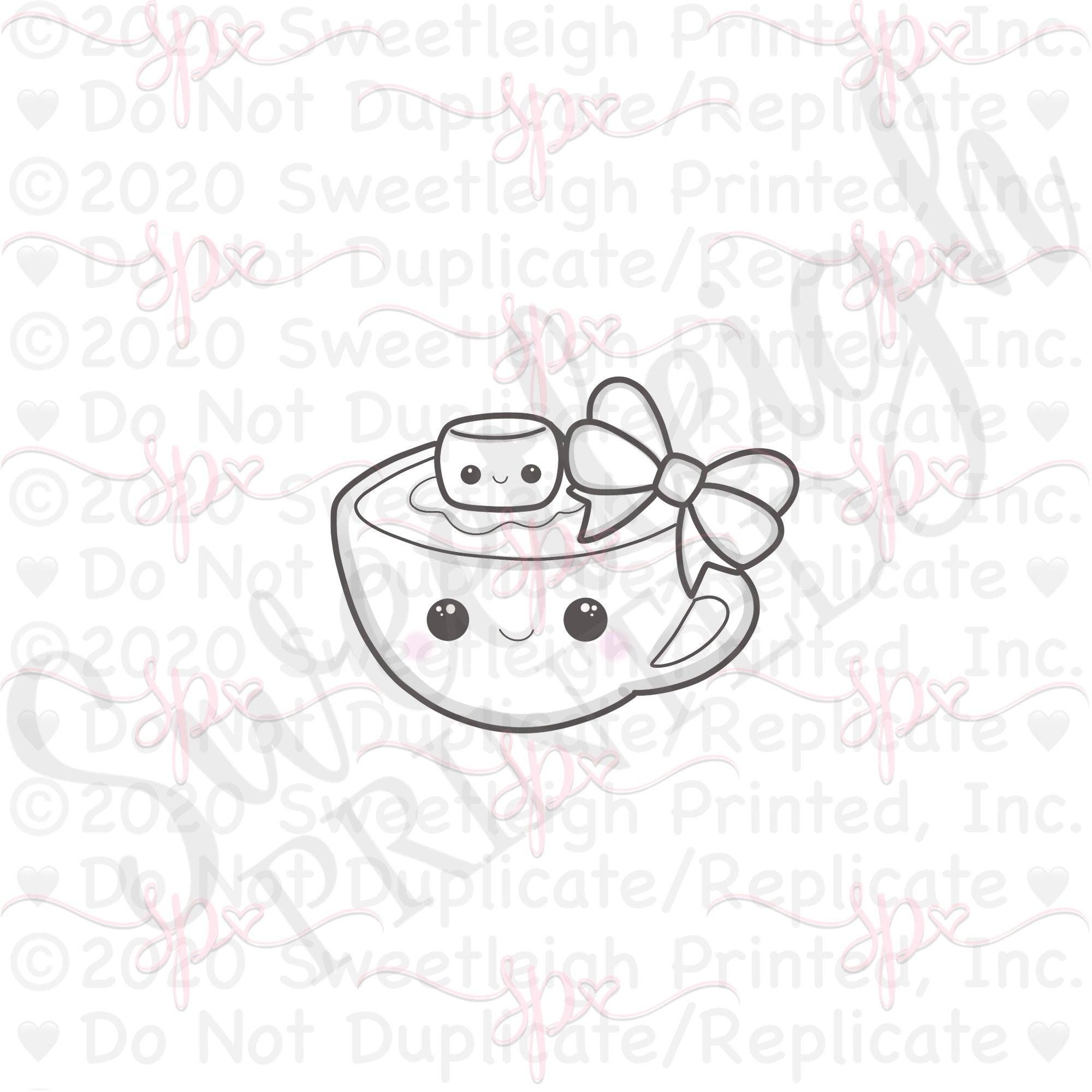 Kawaii Cocoa with Bow Cookie Cutter - Sweetleigh 