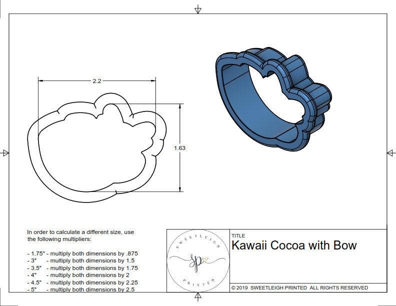 Kawaii Cocoa with Bow Cookie Cutter - Sweetleigh 