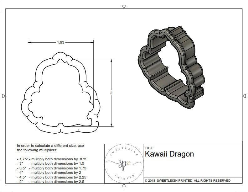 Kawaii Dragon Cookie Cutter - Sweetleigh 