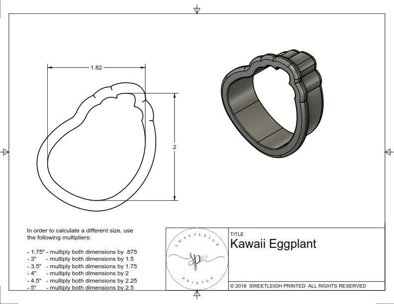 Kawaii Eggplant Cookie Cutter - Sweetleigh 