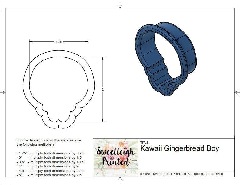 Kawaii Gingerbread Boy Cookie Cutter - Sweetleigh 