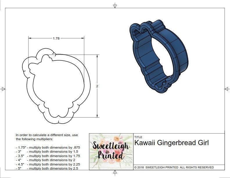 Kawaii Gingerbread Girl Cookie Cutter - Sweetleigh 