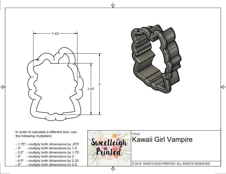 Kawaii Girl Vampire Cookie Cutter - Sweetleigh 