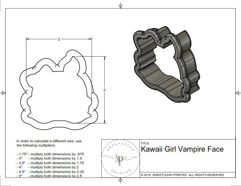 Kawaii Girl Vampire Face Cookie Cutter - Sweetleigh 
