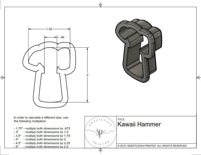 Kawaii Hammer Cookie Cutter - Sweetleigh 