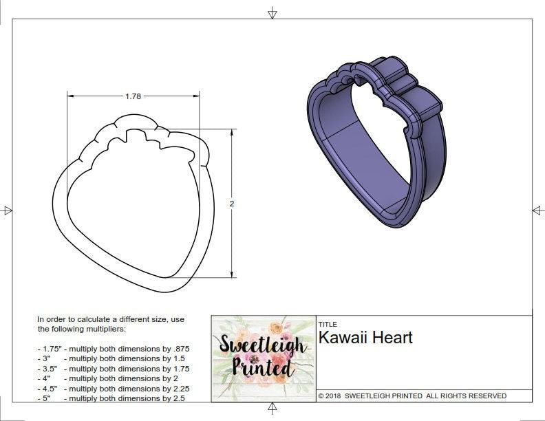 Kawaii Heart Cookie Cutter - Sweetleigh 