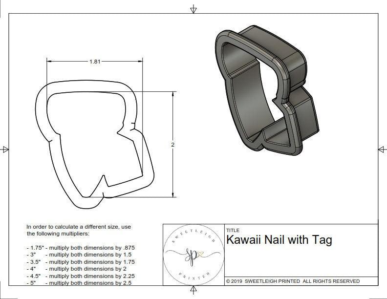 Kawaii Nail with Tag Cookie Cutter - Sweetleigh 