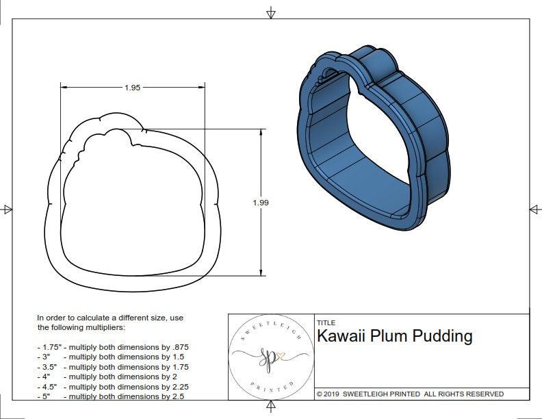 Kawaii Plum Pudding Cookie Cutter - Sweetleigh 