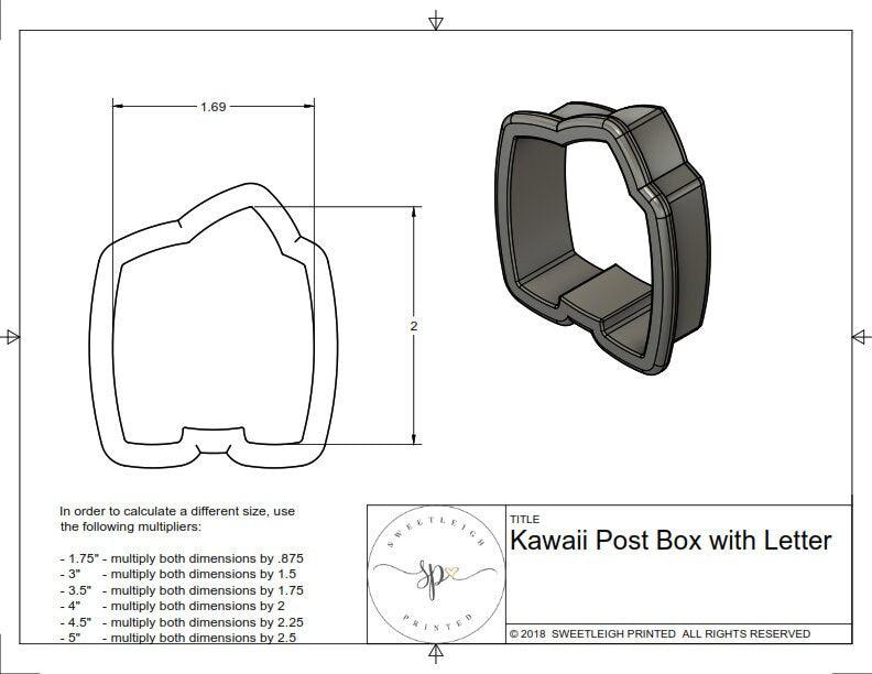 Kawaii Post Box with Letter Cookie Cutter - Sweetleigh 