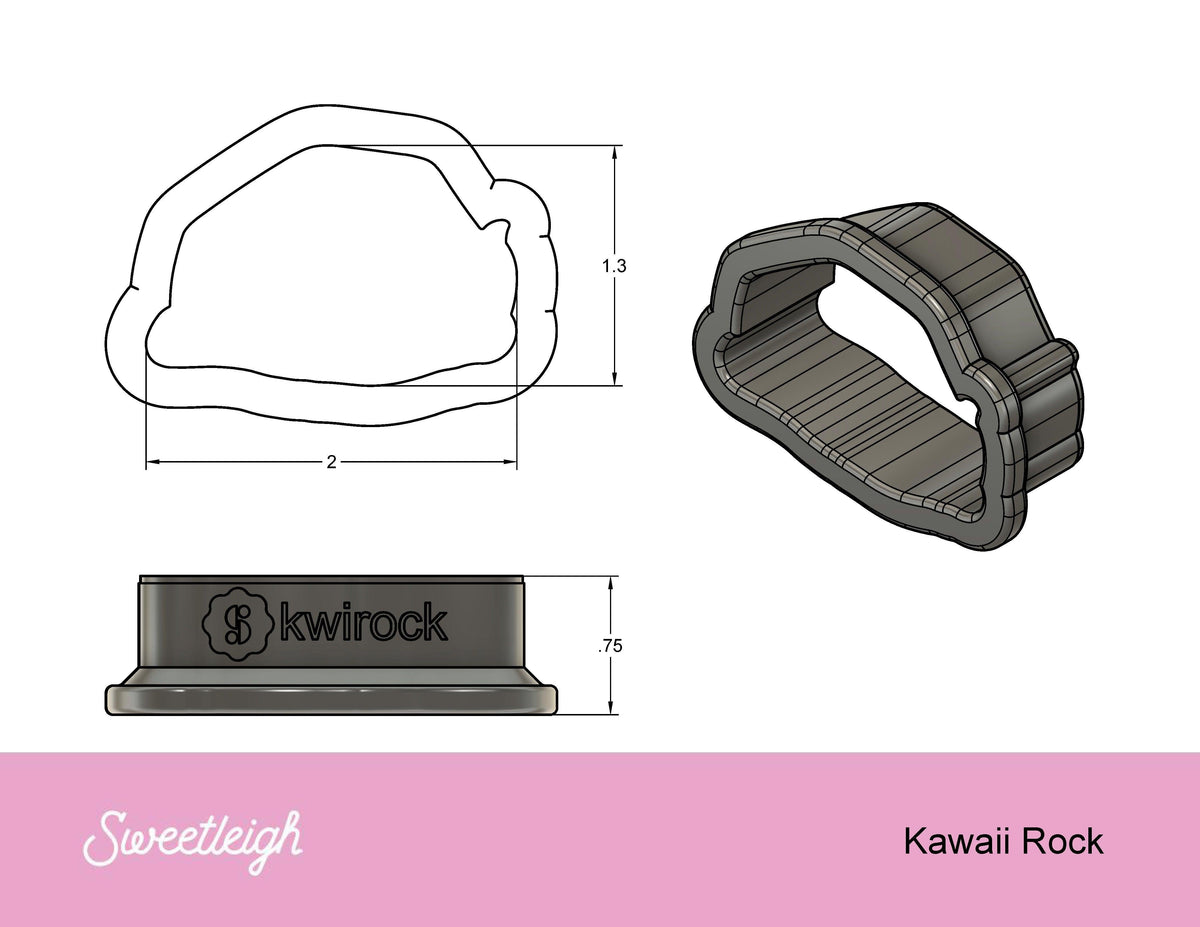 Kawaii Rock Cookie Cutter - Sweetleigh 