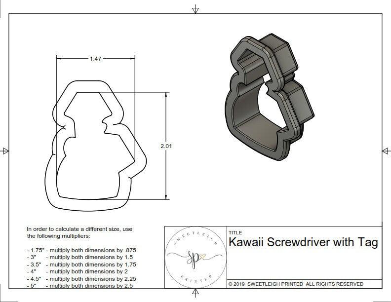 Kawaii Screwdriver with Tag Cookie Cutter - Sweetleigh 