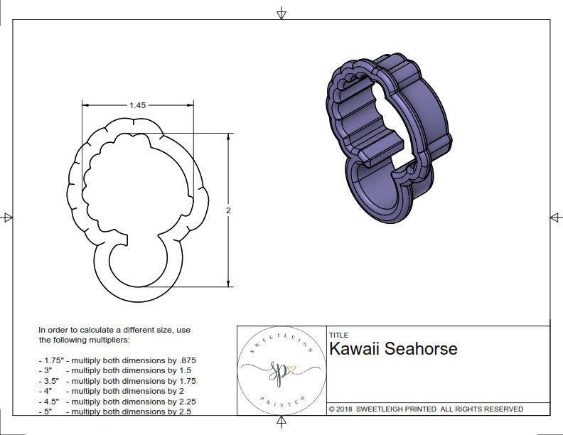 Kawaii Seahorse Cookie Cutter - Sweetleigh 