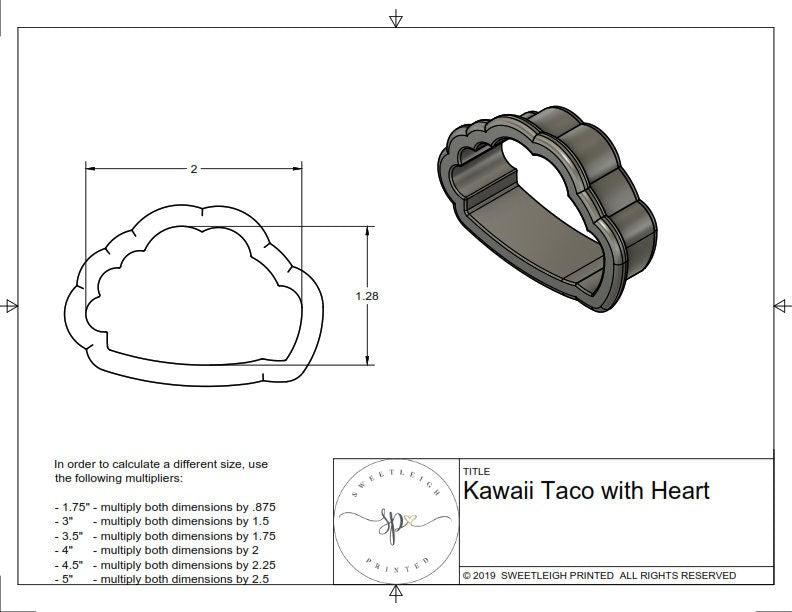 Kawaii Taco with Heart Cookie Cutter - Sweetleigh 