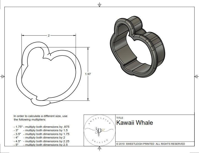 Kawaii Whale Cookie Cutter - Sweetleigh 
