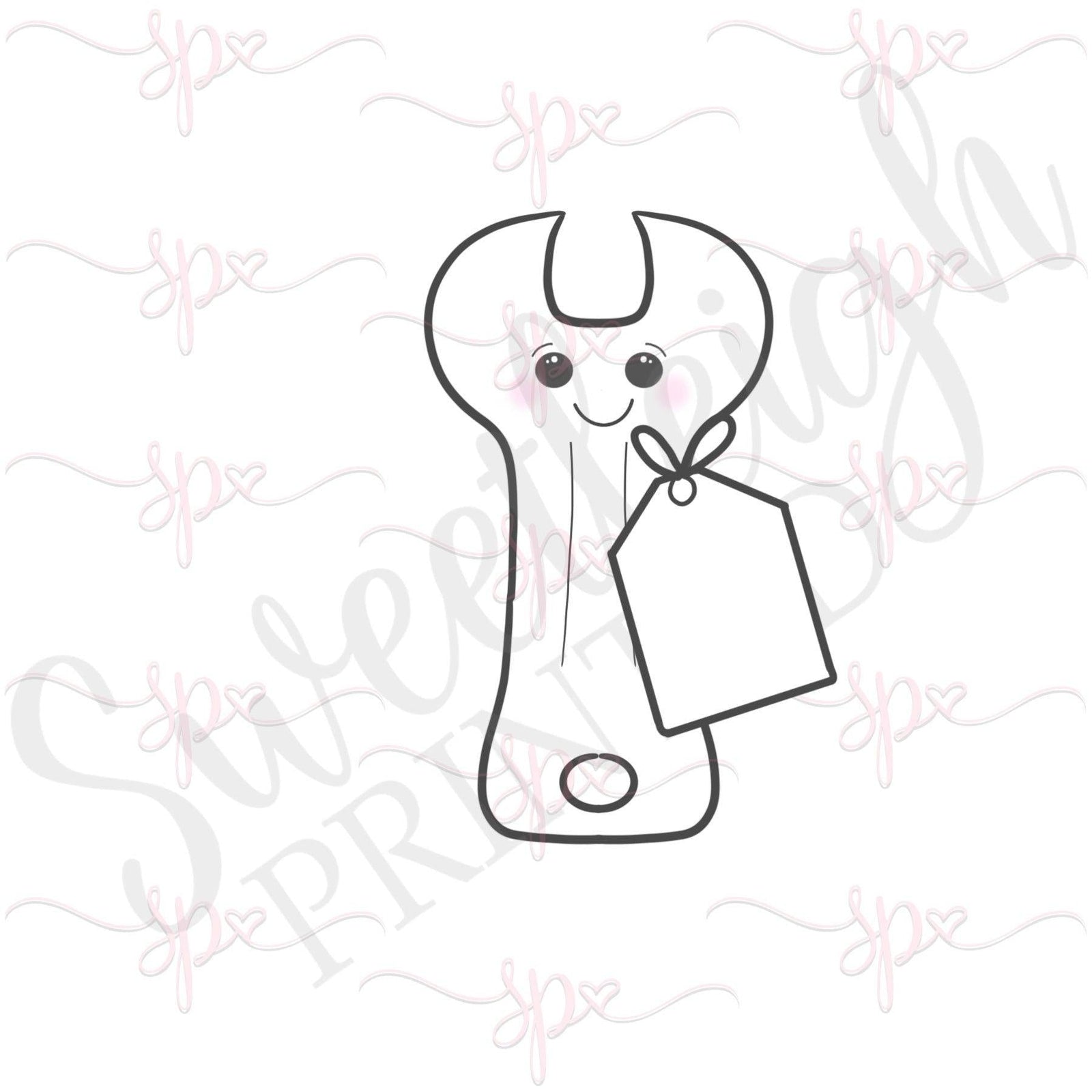 Kawaii Wrench with Tag Cookie Cutter - Sweetleigh 