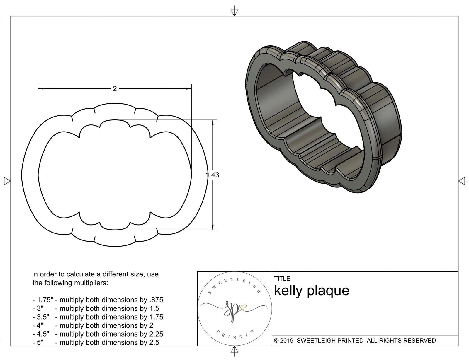 Kelly Plaque Cookie Cutter - Sweetleigh 