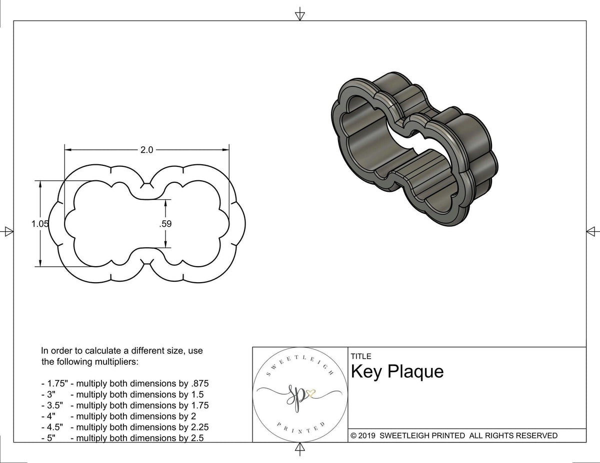 Key Plaque Cookie Cutter - Sweetleigh 