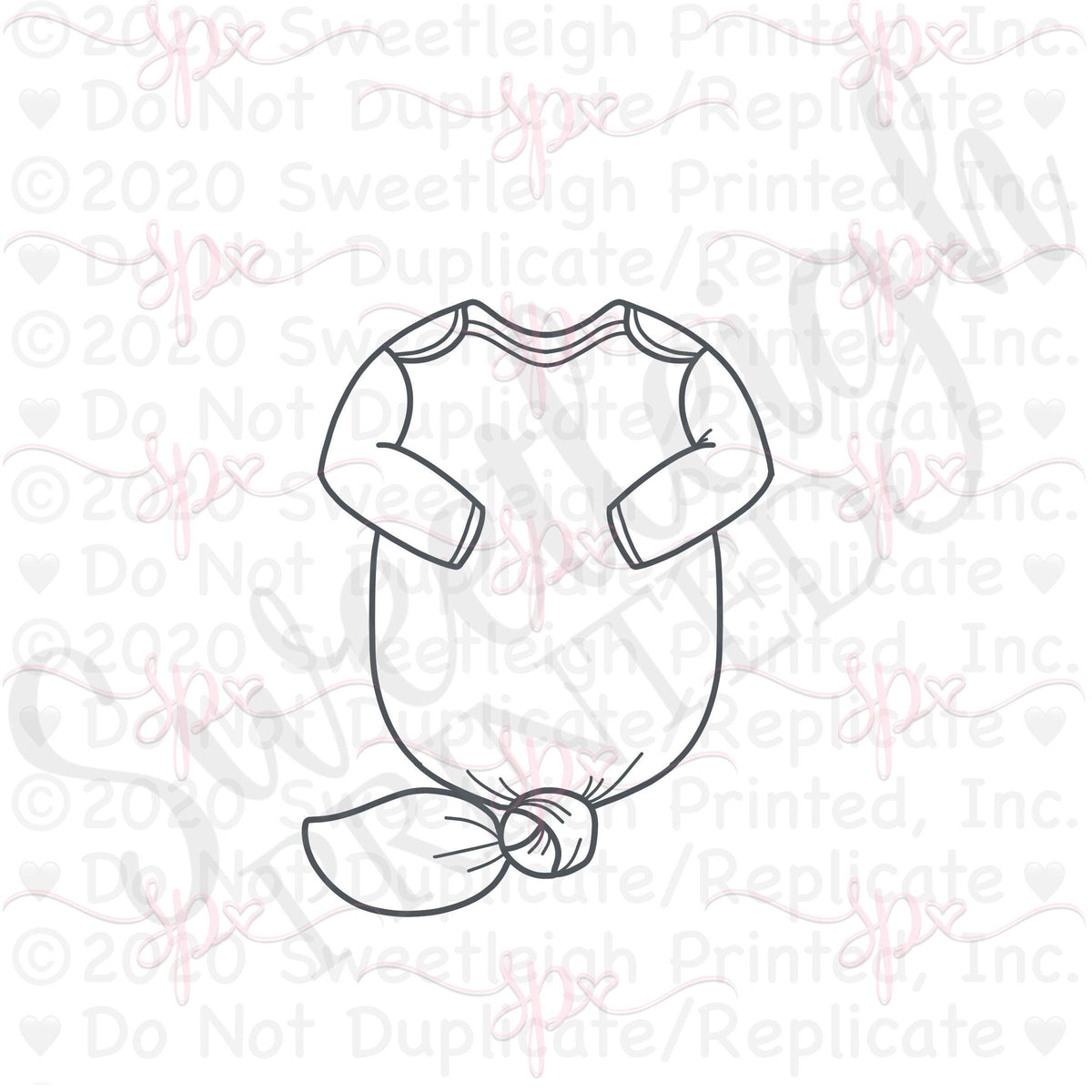 Knotted Long Sleeve Onesie Cookie Cutter - Sweetleigh 