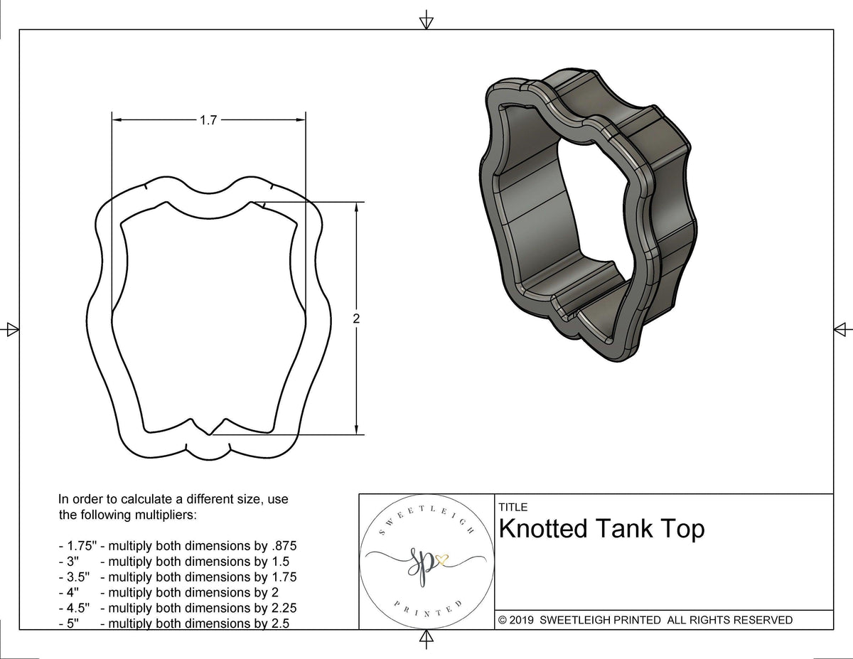 Knotted Tank Top Cookie Cutter - Sweetleigh 