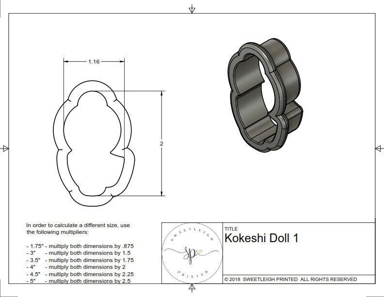 Kokeshi Doll 1 Cookie Cutter - Sweetleigh 