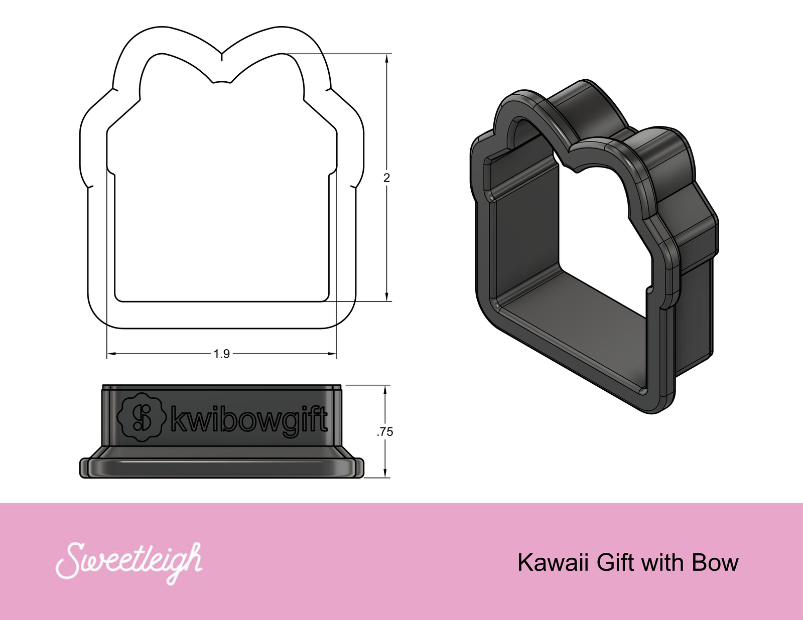 Kawaii Gift Cookie Cutter - Sweetleigh 