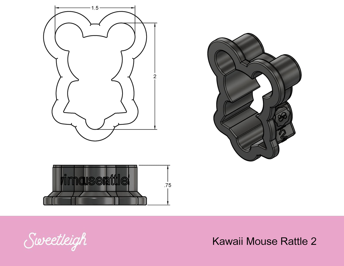 Kawaii Mouse Rattle 2 Cookie Cutter