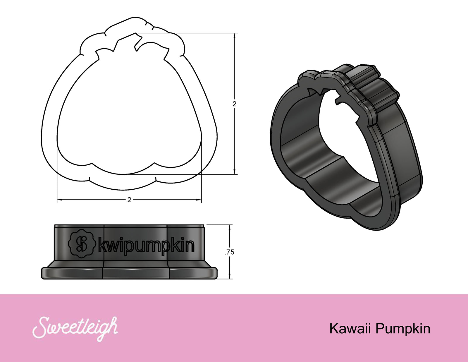 Kawaii Pumpkin Cookie Cutter - Sweetleigh 