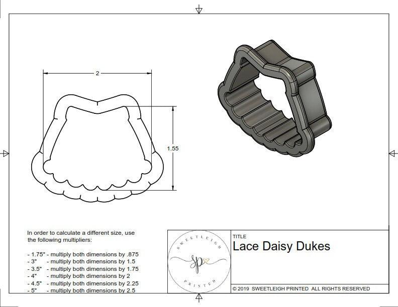 Lace Daisy Dukes Cookie Cutter - Sweetleigh 
