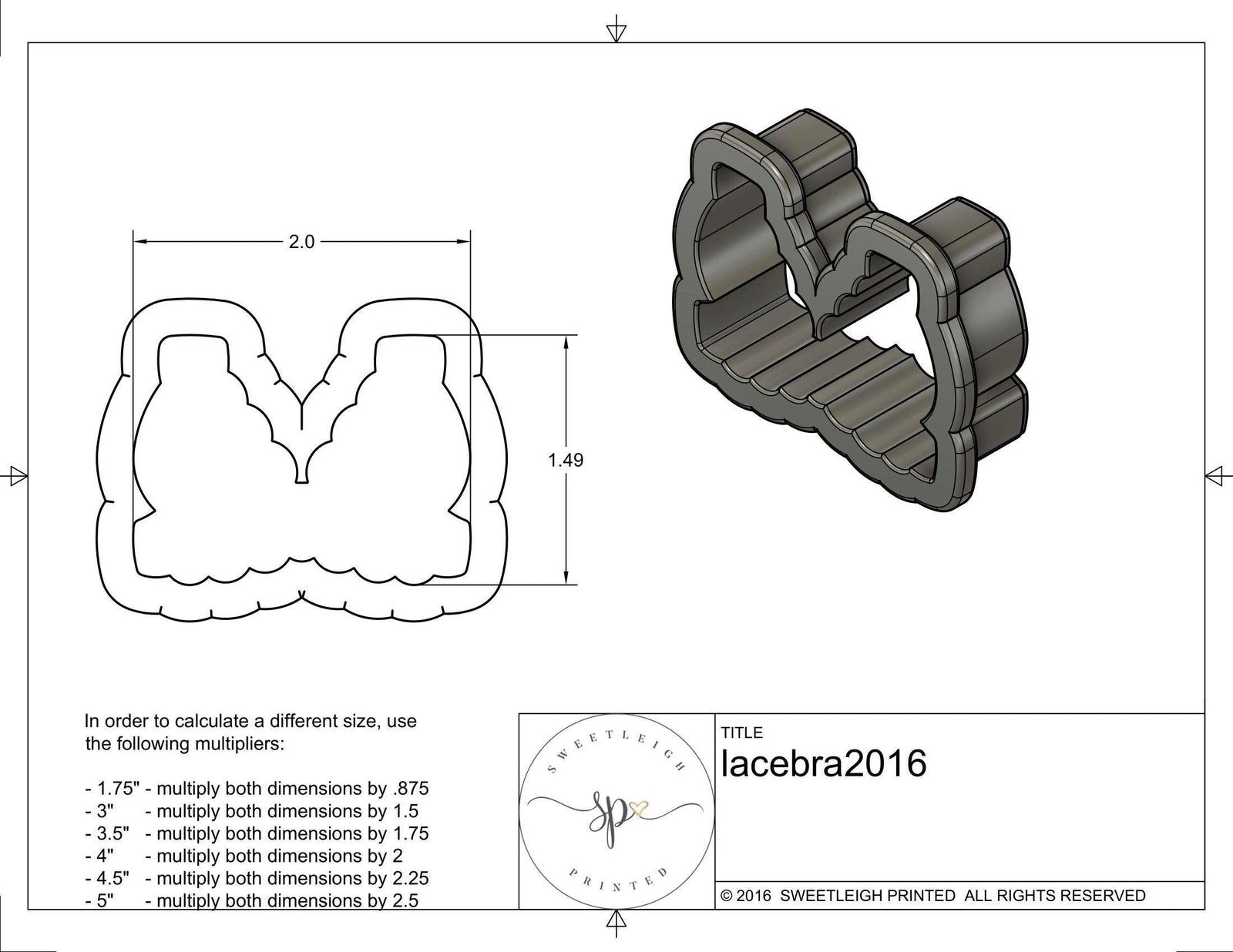 Lace Lingerie 2016 Cookie Cutter Set - Sweetleigh 