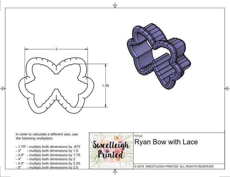 Lace Ryan Bow Cookie Cutter - Sweetleigh 