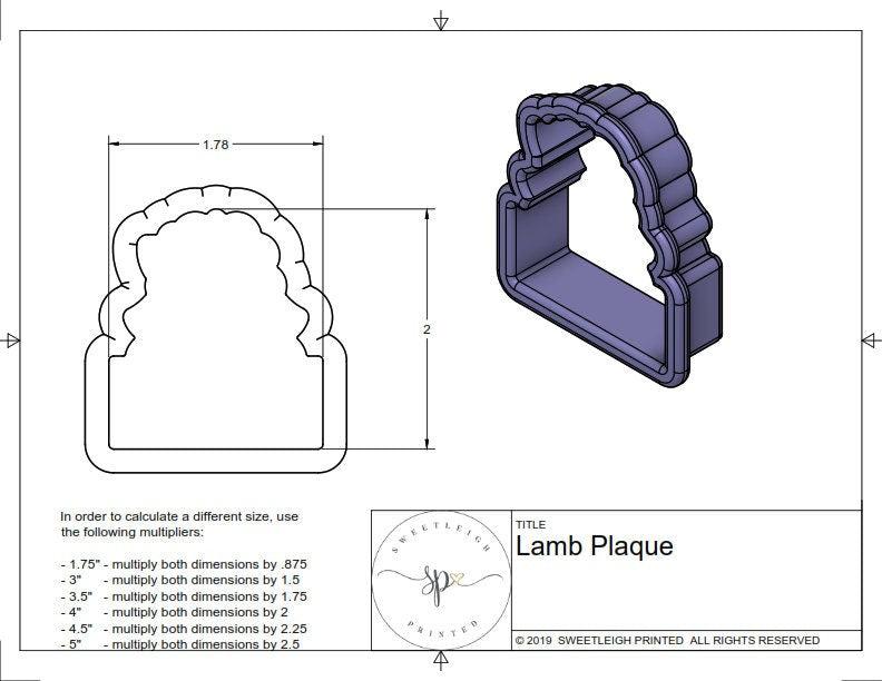 Lamb Plaque Cookie Cutter - Sweetleigh 