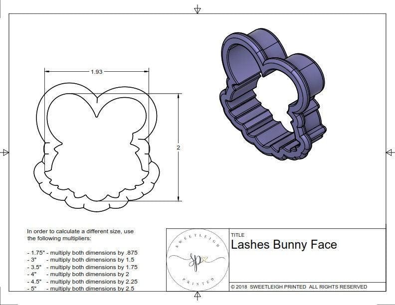 Lashes Bunny Face Cookie Cutter - Sweetleigh 