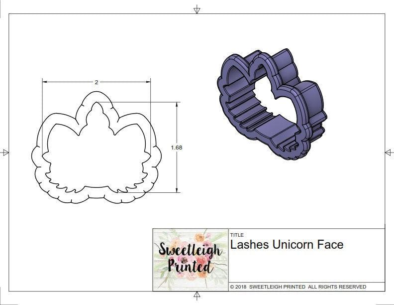 Lashes Unicorn Face Cookie Cutter - Sweetleigh 