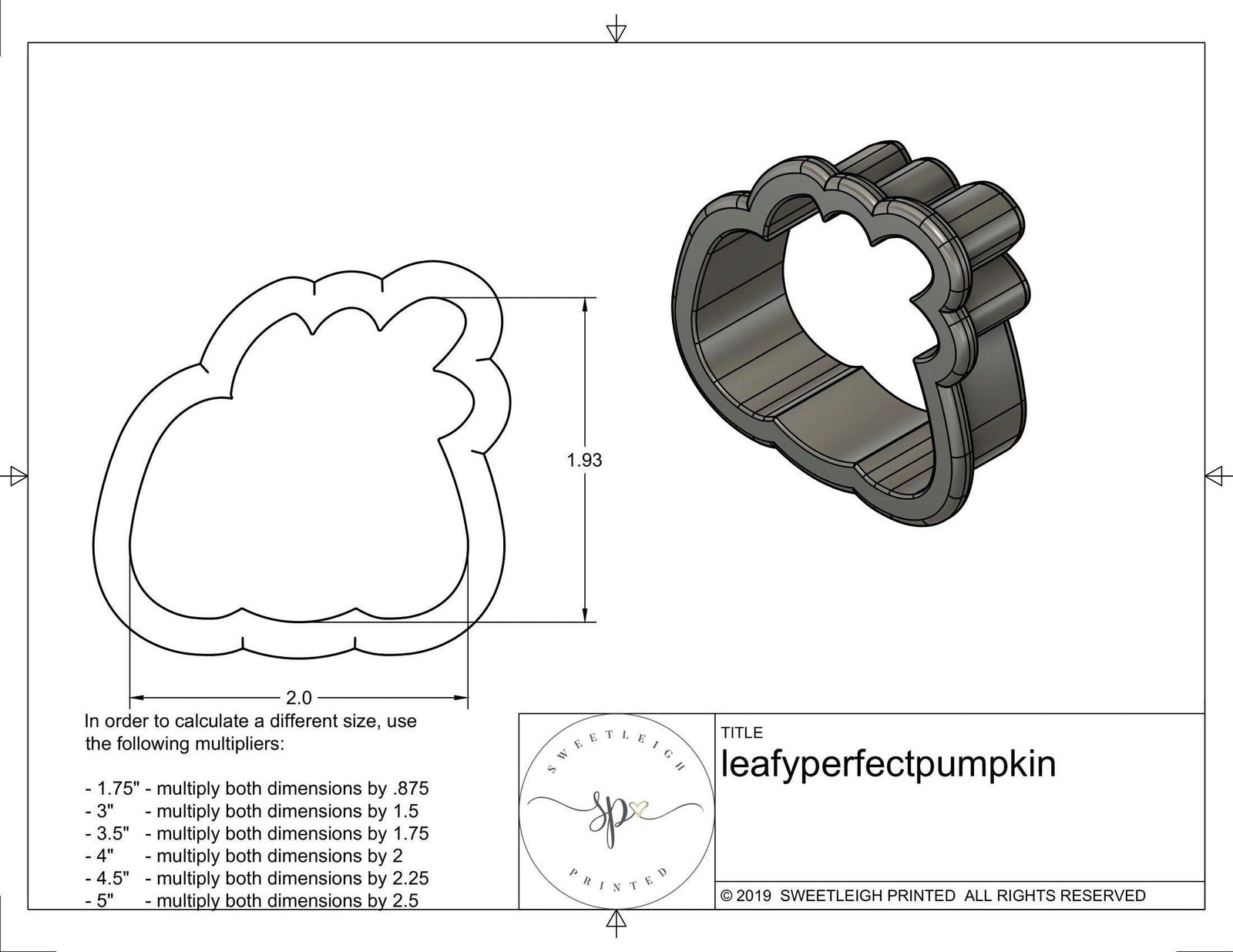Leafy Perfect Pumpkin Cookie Cutter - Sweetleigh 
