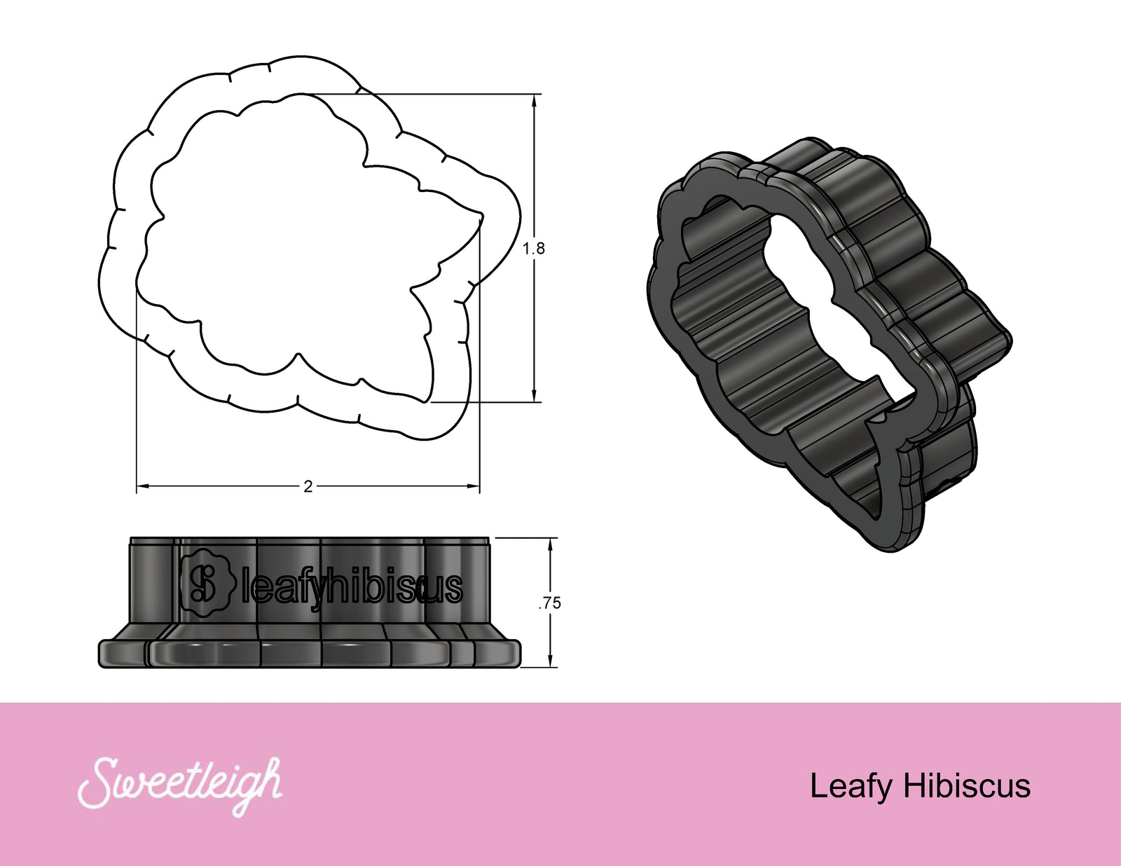 Leafy Hibiscus Cookie Cutter