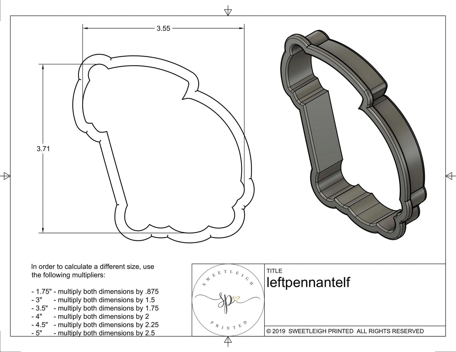 Left Pennant Elf Cookie Cutter - Sweetleigh 