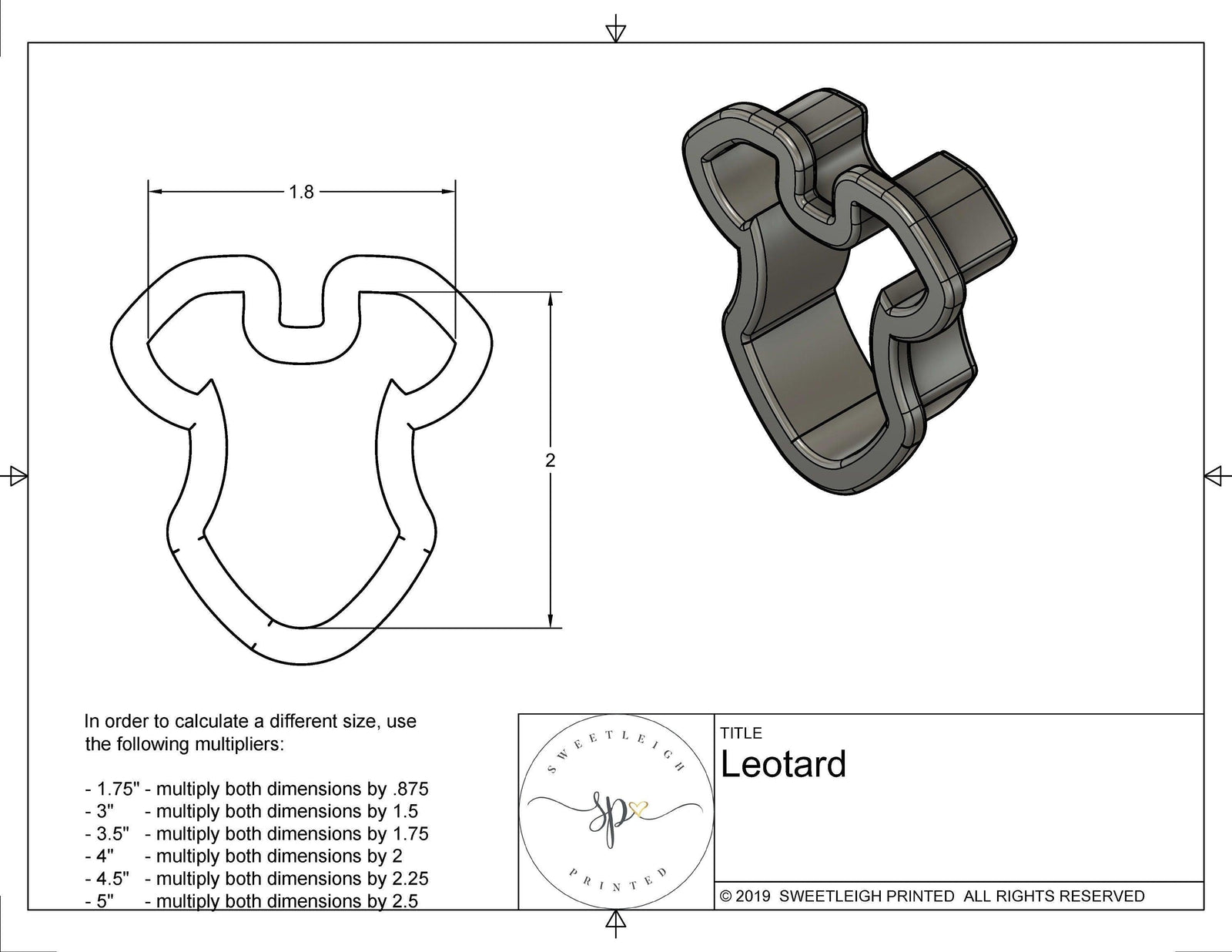 Leotard Cookie Cutter - Sweetleigh 