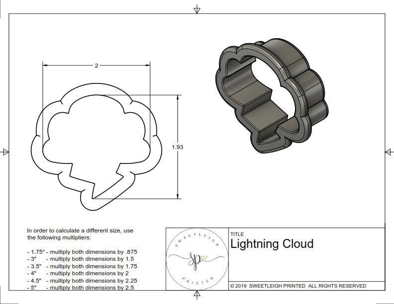 Lightning Cloud Cookie Cutter - Sweetleigh 